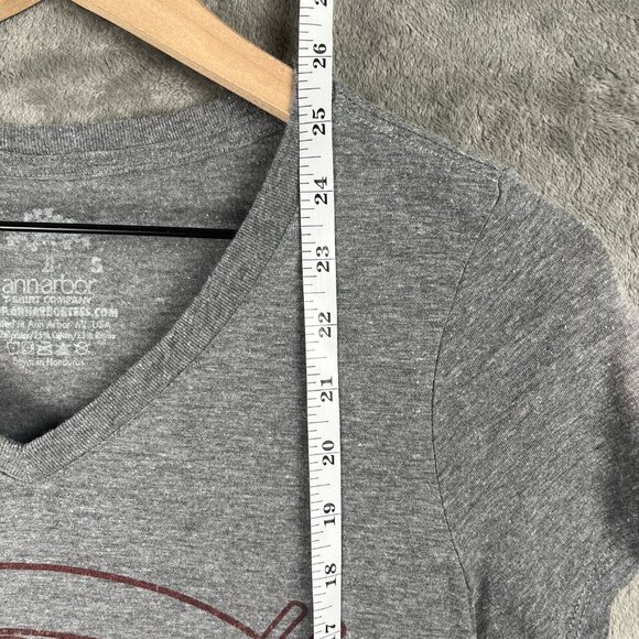 Ann Arbor Pho Sho Womens Small Gray V-Neck Graphic Tee Vietnamese Y2K Bleached - Picture 8 of 9
